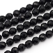 Natural Black Onyx Beads Strands, Faceted(64 Facets), Round, Dyed & Heated, about 8mm in diameter, hole: 1mm, 49pcs/strand, 15 inch(GSF8mmC097)