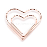 Heart Shape Iron Paperclips, Cute Paper Clips, Funny Bookmark Marking Clips, Rose Gold, 27x29.5x1mm(X-TOOL-L008-001B)