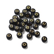 Plating Opaque Acrylic Beads, Golden Metal Enlaced, Flat Round with Letter, Letter O, 7x3.5mm, Hole: 1.2mm, about 3846pcs/500g(OACR-R005-03O)