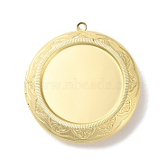 Rack Plating Brass Locket Pendant Cabochon Settings, Long-Lasting Plated, Lead Free & Cadmium Free, Flat Round with Rhombus Pattern, Golden, 48x44.5x9.5mm, Hole: 1.8mm, Inner Diameter: 30mm(KK-F090-06G)