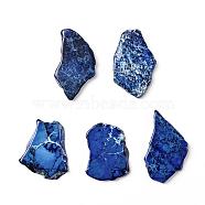 Natural Regalite/Imperial Jasper/Sea Sediment Jasper Pendants, Nuggets, Dyed, Blue, 34~52x20~33x5~5.5mm, Hole: 1.2mm(G-F590-08B)