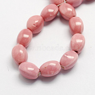 Handmade Porcelain Beads, Oval, Pink, 12x9x9mm, Hole: 3mm(X-PORC-S444-16)