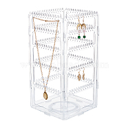 360 Degree Plastic Rotating Jewelry Organizer Display Stands, Tabletop Jewelry Storage Rack for Earrings Bracelets Necklaces Display, Cuboid, Clear, Finish Product: 15x15x30cm(EDIS-WH0022-11A)