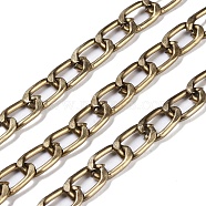 Aluminium Curb Chain, Unwelded, with Spool, Antique Bronze, 12x7x1.5mm, about 180.45 Feet(55m)/Roll(CHA-C003-08AB)