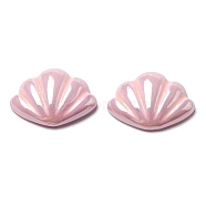 Opaque Resin Shell Shaped Beads, Half Drilled, for Half Hole Beads, Pink, 12.5x16x4.5mm, Hole: 1.2mm(RESI-F043-01)