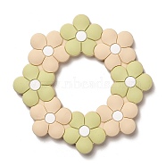 Flower Silicone Focal Beads, Silicone Teething Beads, Light Yellow, 90x90x9mm, Inner Diameter: 41mm(SIL-R145-01D)