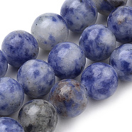 Natural Brazil Blue Spot Jasper Beads Strands, Round, 6mm, Hole: 1mm, about 60pcs/strand, 15.7 inch(G-S259-36-6mm)