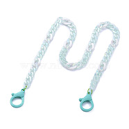 Personalized Dual-use Items, Acrylic Curb Chain Necklaces or Eyeglass Chains, with Plastic Lobster Claw Clasps, AB Color Plated, Dark Turquoise, 24.80 inch(63cm)(NJEW-JN02873)