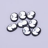 Resin Cameo Lady Head Cabochons, Oval, White, 17x12.5x3.5mm(CRES-WH0002-01A)