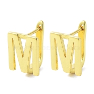 Brass Letter Stud Earrings for Women, Lead Free & Cadmium Free, Real 18K Gold Plated, Letter M, 15.5x11.5mm(EJEW-A038-01M-G)