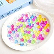 Transparent Acrylic Beads, Flat Round, Mixed Color, 15.4x7.2mm, Hole: 3mm, about 430pcs/500g(OACR-L016-17)