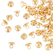 50Pcs Brass Bead Cap Bails, for Globe Glass Bubble Cover Pendants, Real 24K Gold Plated, 6x5mm, Hole: 2mm(KK-HY0003-03)