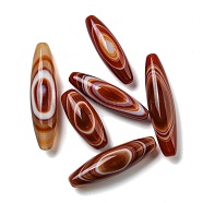 Natural Red Striped Agate/Banded Agate Beads Strands, Eye Agate Beads, Rice, Dyed & Heated, 41.5~68.5x15~17.5mm, Hole: 2.2mm(G-NH009-01)