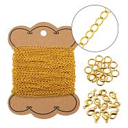 DIY Brass Twisted Chains Necklace Making Kits, Including Lobster Claw Clasps and Jump Rings, Golden, Links: 4x3x0.45mm, 10m(DIY-LS0002-85)