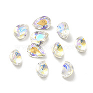 Glass Rhinestone Cabochons, Pointed Back & Back Plated, Faceted, Teardop, Paradise Shine, 10x7x5mm(RGLA-F078-02C)