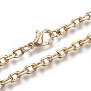 Brass Cable Chains Necklace Making, with Brass Lobster Clasps, Unwelded, Real 18K Gold Plated, 23.81 inch(60.5cm) long, link: 5.5x4x1mm, jump ring: 5x1mm, 3mm inner diameter(MAK-N034-004A-G)