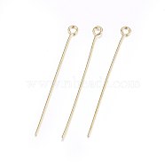 304 Stainless Steel Eye Pins, Golden, 40x0.6mm, Hole: 2mm(X-STAS-F174-10G-C)