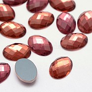 Faceted Glass Oval Cabochons, Indian Red, 18x13x3~5mm(GGLA-F008C-22)