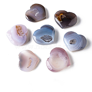 Natural Druzy Agate Heart Love Stones, Pocket Palm Stones for Reiki Balancing, 50~70mm(G-PW0004-09)