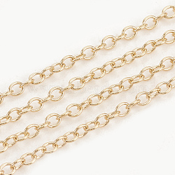 Brass Cable Chains, Soldered, with Spool, Oval, Real 18K Gold Plated, 2x1.7x0.4mm, about 98.42 Feet(30m)/roll(CHC-S003-12G)