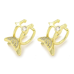 Brass Micro Pave Cubic Zirconia Cuff Earrings, Butterfly, Real 18K Gold Plated, 14.5x11.5mm(EJEW-C104-055G)