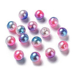 Rainbow ABS Plastic Imitation Pearl Beads, Gradient Mermaid Pearl Beads, Round, Royal Blue, 5x4.5mm, Hole: 1.4mm, about 9000pcs/500g(OACR-Q174-5mm-14)
