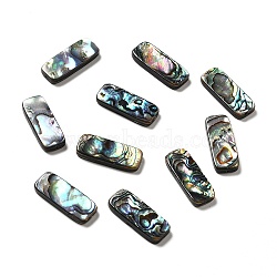 Natural Paua Shell Beads, Rectangle, Black, 25x10x3.5mm, Hole: 0.8mm(SHEL-G014-07A)