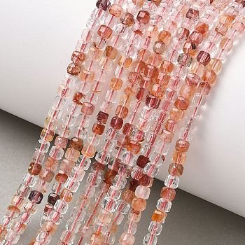 Natural Hematoid Quartz/Ferruginous Quartz Beads Strands, Faceted Table Cut Cube Beads, 3x3x3mm, Hole: 0.6mm, about 133pcs/strand, 15.35''(39cm)