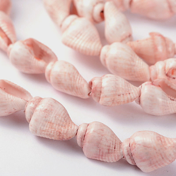 Natural Sea Shell Conch Bead Strands, Dyed, Pink, 5~8mm, Hole: 2mm, about 150pcs/strand, 56.7 inch