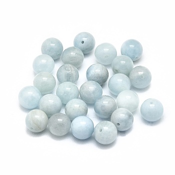Natural Aquamarine Beads, Round, 8mm, Hole: 1mm