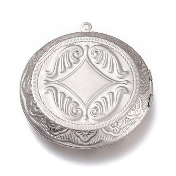 316 Stainless Steel Locket Pendants, Flat Round, Stainless Steel Color, 48x44.5x9.5mm, Hole: 1.8mm, Inner Diameter: 29.5mm