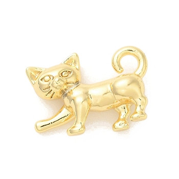 Brass Charms, Cat Shape, Real 18K Gold Plated, 11x16.5x6mm, Hole: 1mm