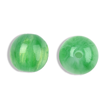 Resin Beads, Imitation Cat Eye, Round, Medium Sea Green, 12mm, Hole: 1.6~1.8mm