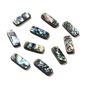 Natural Paua Shell Beads, Rectangle, Black, 25x10x3.5mm, Hole: 0.8mm