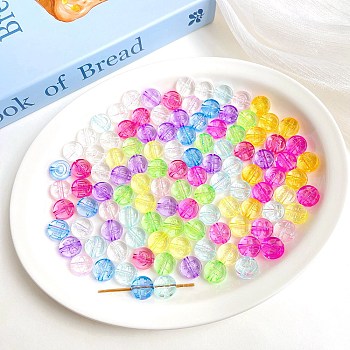 Transparent Acrylic Beads, Flat Round, Mixed Color, 15.4x7.2mm, Hole: 3mm, about 430pcs/500g