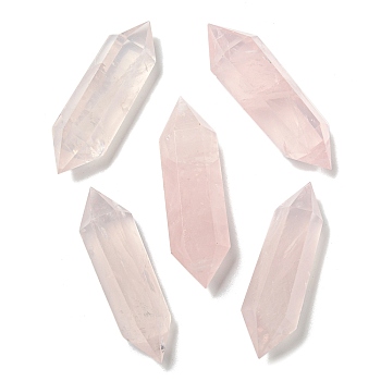 Natural Rose Quartz Beads, Healing Stones, Reiki Energy Balancing Meditation Therapy Wand, No Hole/Undrilled, Double Terminated Point, 50~60x13~16x12~14mm