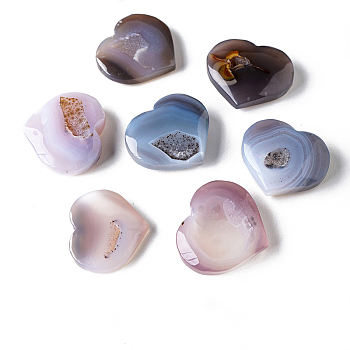 Natural Druzy Agate Heart Love Stones, Pocket Palm Stones for Reiki Balancing, 50~70mm