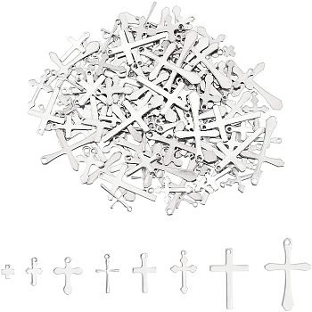 304 Stainless Steel Pendants, Cross, Stainless Steel Color, 68x52x11mm, 160pcs/box