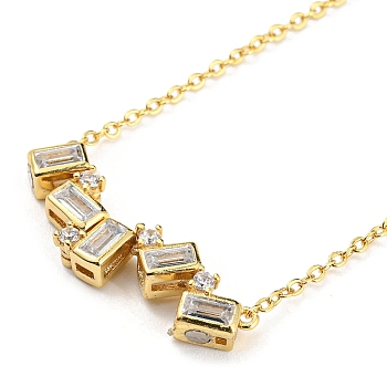 Magnetic Folding Twist Ring Cubic Zirconia Pendant Necklace, with Brass Chains, Golden, 16.73~17.17 inch(42.5~43.6cm)