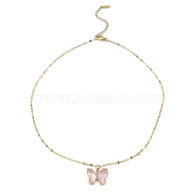 Butterfly Light Gold Brass Micro Pave Cubic Zirconia Pendant Necklaces(NJEW-E105-05KCG-02)-2