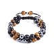 Natural Obsidian & Tiger Eye & Synthetic Hematite Braided Bead Bracelet(BJEW-SW00001-22)-1