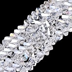 Electroplate Transparent Glass Beads Strands, Triangle, Faceted, AB Color Plated, Clear AB, 2~3x3~3.5x3~3.5mm, Hole: 0.7~0.9mm, about 122~136pcs/strand, 10.43~11.61 inch(26.5~29.5cm)(EGLA-Q139-01A-A01)