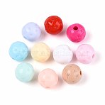 Opaque Acrylic Beads, Round with Starfish, Mixed Color, 9.5~10mm, Hole: 2.2mm, about 1000pcs/500g(OACR-N150-07)