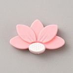 Lotus Food Grade Eco-Friendly Silicone Beads, Pink, 18x30x8mm, Hole: 2.2mm(SIL-WH0013-50A)