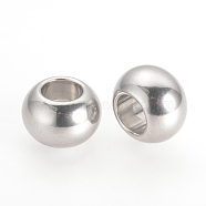 201 Stainless Steel Beads, Large Hole Beads, Rondelle, Stainless Steel Color, 12x8mm, Hole: 6mm(STAS-Q210-82)