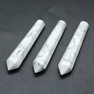 Natural Howlite Pointed Beads, Healing Stones, Reiki Energy Balancing Meditation Therapy Wand, Bullet, Undrilled/No Hole Beads, 50.5x10x10mm(G-E490-E12)