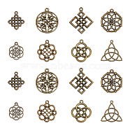 Elite 48Pcs 8 Style Tibetan Style Alloy Pendants, Mixed Shapes, Antique Bronze, 6pcs/Style(TIBE-PH0001-19AB)