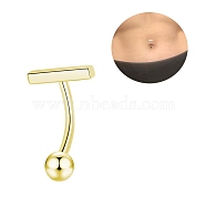 304 Stainless Steel T-Shaped Curved Barbell, Piercing Navel Ring for Women, Golden, 18x12mm, Pin: 1.6mm(AJEW-G041-04G)