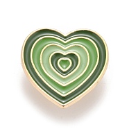 Heart Enamel Pin, Creative Alloy Badge for Backpack Clothes, Golden, Green, 24x23x1.5mm(JEWB-E014-01G-02)
