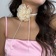 European and American Fashion Retro French Floral Choker Necklace with Tassel Tie Neck Chain for Women.(ST4384731)